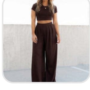 cute chocolate brown two piece set
